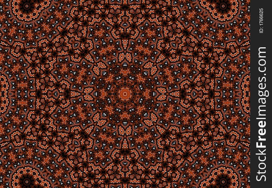 Symmetrical kaleidescope pattern in brown and black