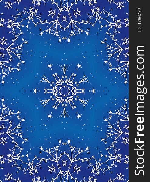 Symmetrical kaleidescope pattern in blue
