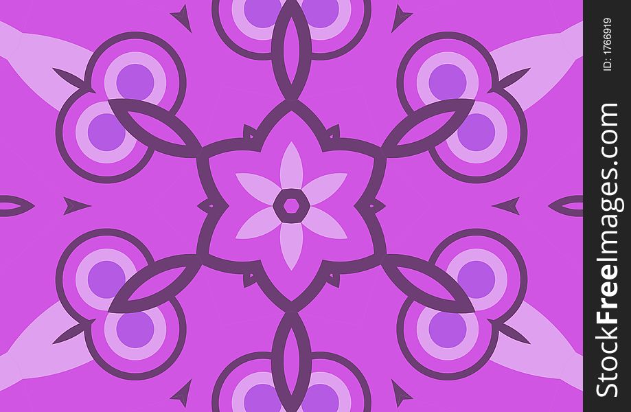 Symmetrical kaleidescope pattern in purple