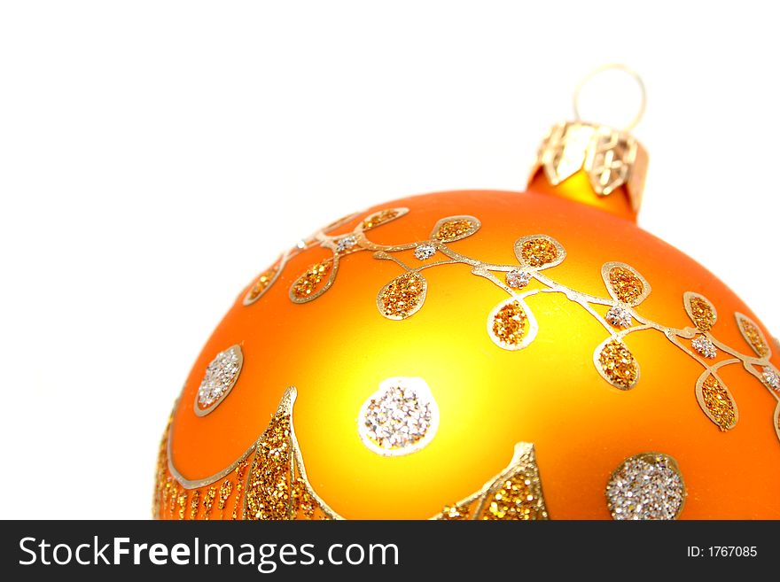 New Year's sphere of yellow color on a white background