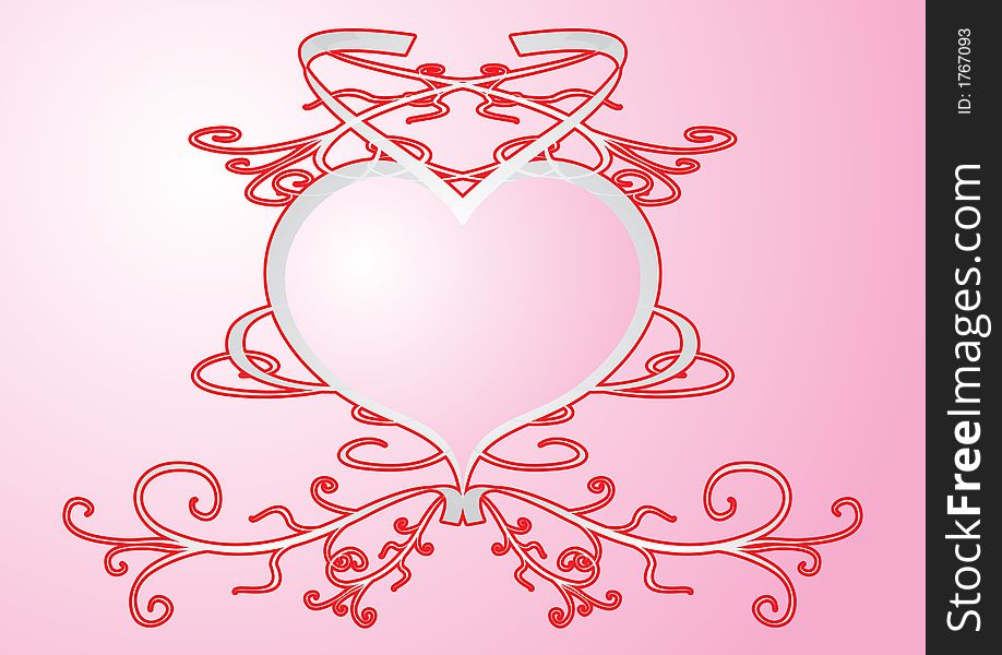 Vintage Pink heart illustration for Valentine's Day. Vintage Pink heart illustration for Valentine's Day