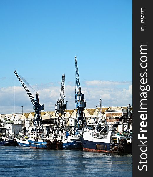 Landscape photo of fishing vessels.