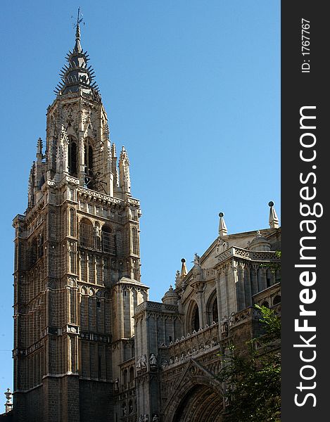 Tower of big church in Toledo