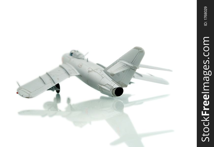 Fighter silver airplane on white background