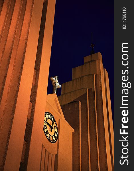 Akureyri church at night