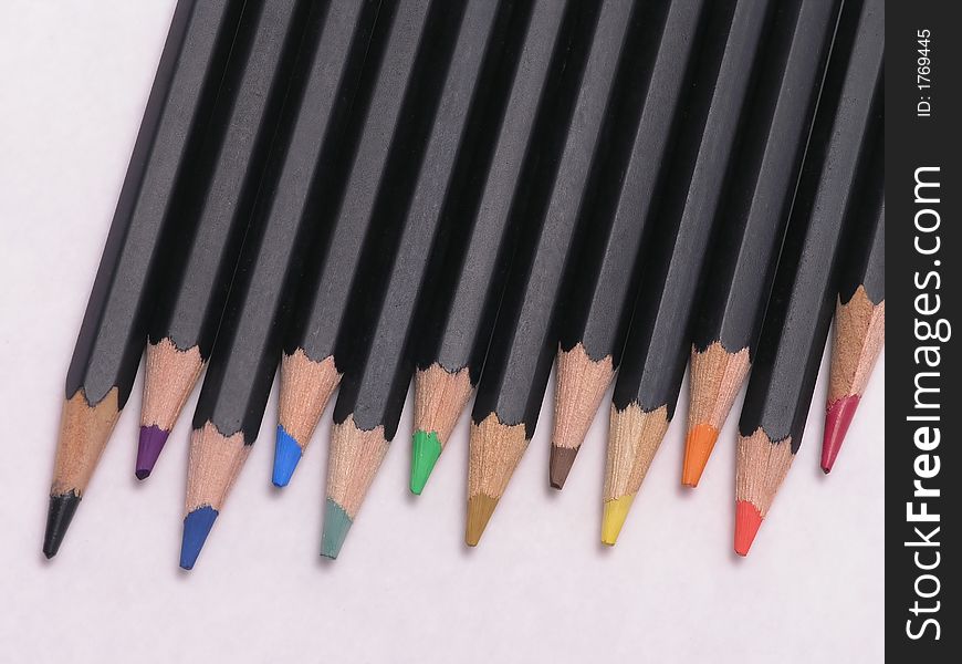 Artist Pencils in a row - various colors. Artist Pencils in a row - various colors