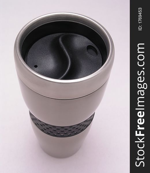 Silver and Rubber Coffee and Drink Tumbler Container