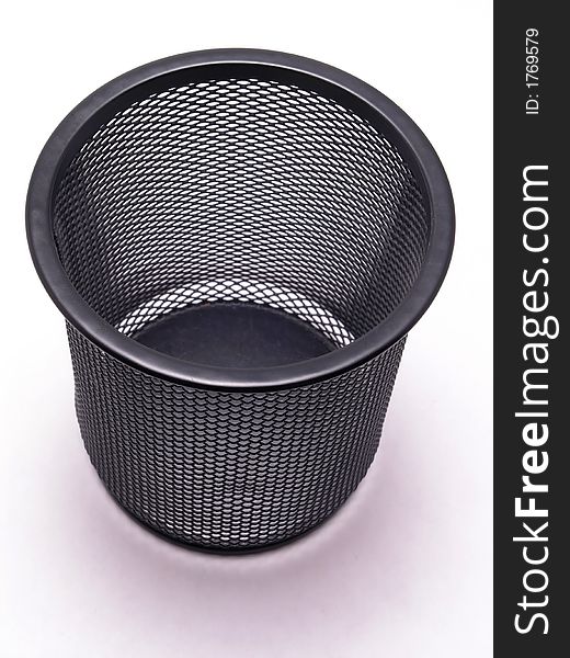 Black Wire Mesh Pencil Holder (or trash can) on white. Black Wire Mesh Pencil Holder (or trash can) on white