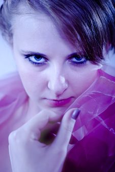 Portrait Of Girl In Blue Tones Witn Nand Stock Photography Portrait Of Girl In Blue Tones Witn Nand Stock Photography