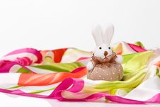 Toy Rabbit And Colorful Scarf Stock Photography Toy Rabbit And Colorful Scarf Stock Photography