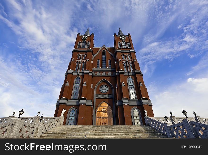The russian style church in manchuria city of china. The russian style church in manchuria city of china