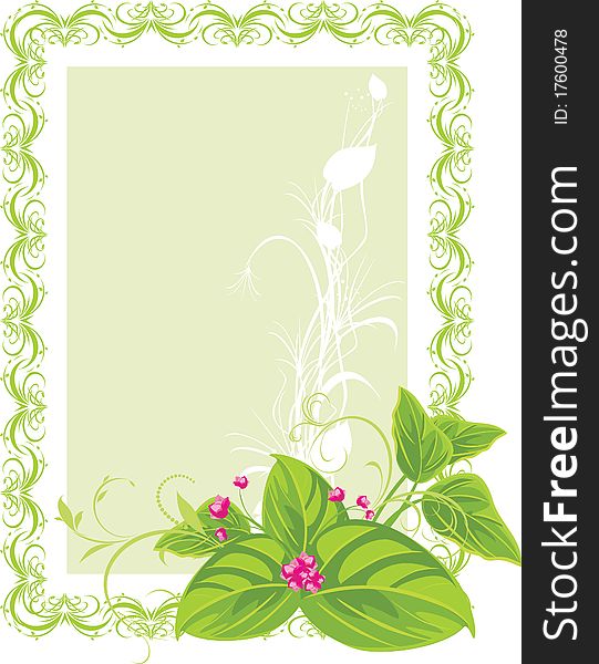 Decorative frame. Spring bouquet. Illustration