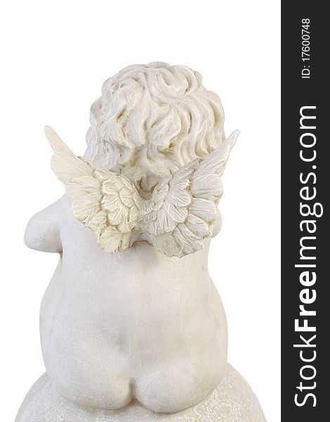 A sleeping angel figurine isolated - back view