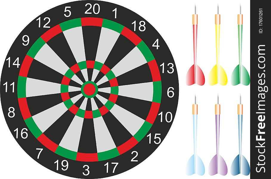 Darts illustration on white background