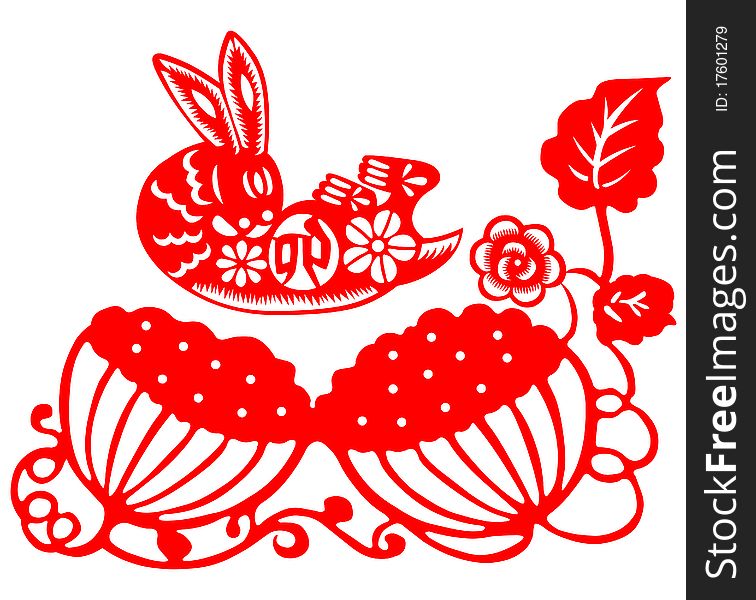 Chinese style of paper cut for year of the rabbit. Chinese style of paper cut for year of the rabbit.