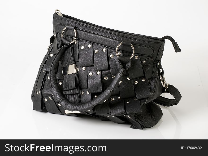 A horizontal image of ladies black bag