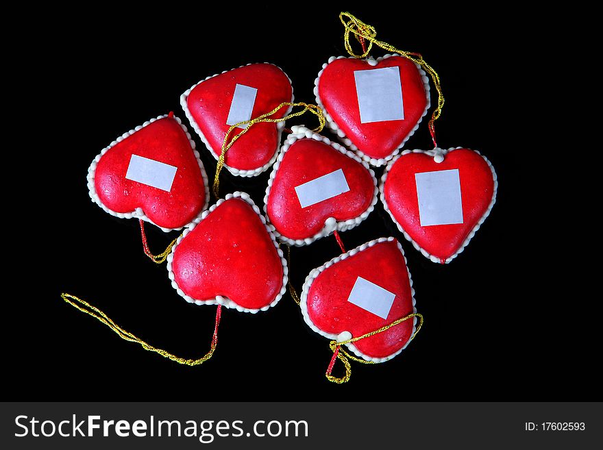 Seven heart shape candys red colour. Seven heart shape candys red colour