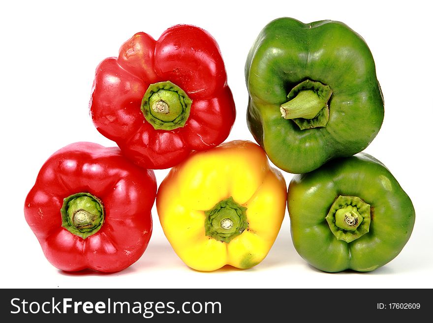 Red, yelow and green peppers