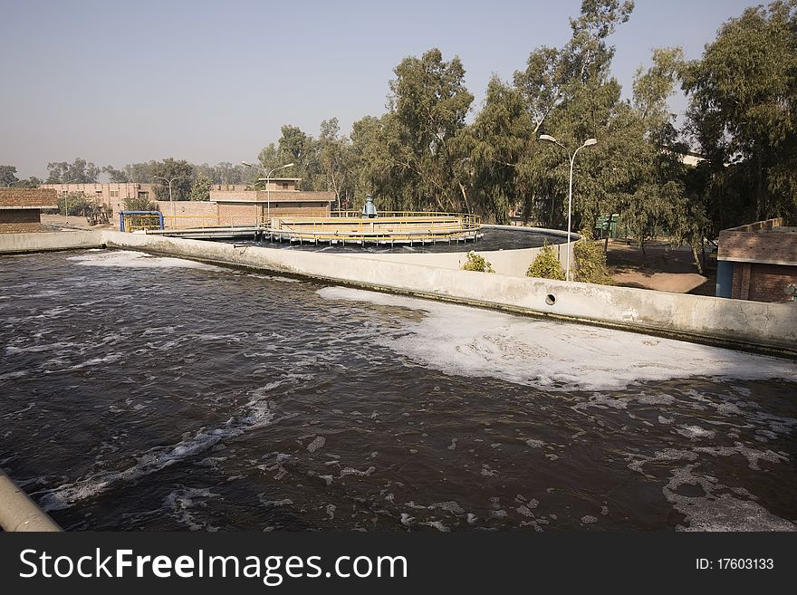 Water purification plant at a textile mill. Water purification plant at a textile mill.