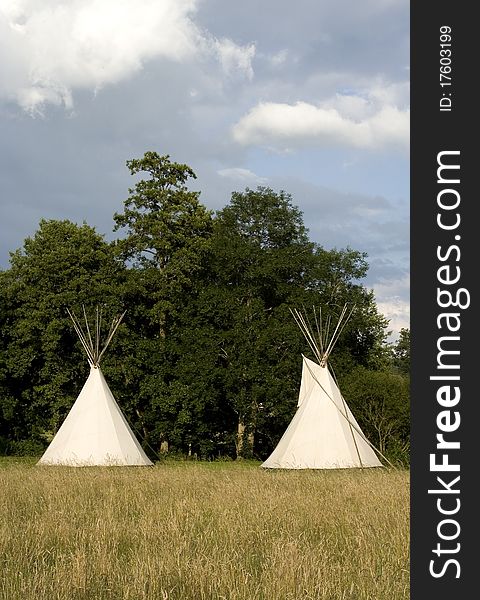Two tipi's on a camping