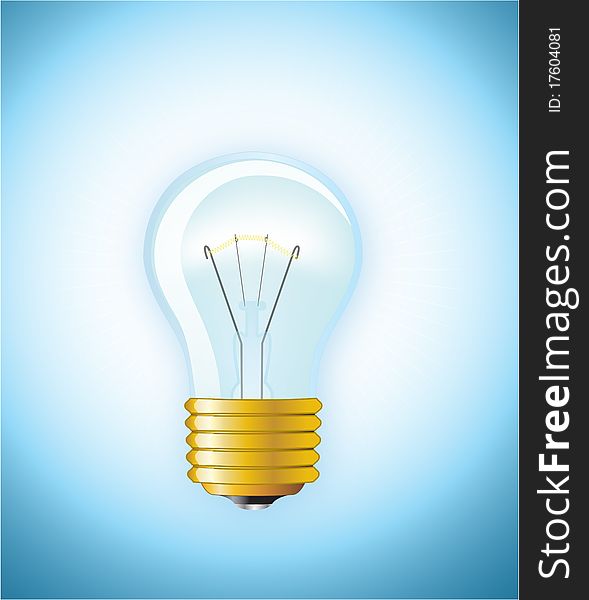 Vector bulb over a blue background
