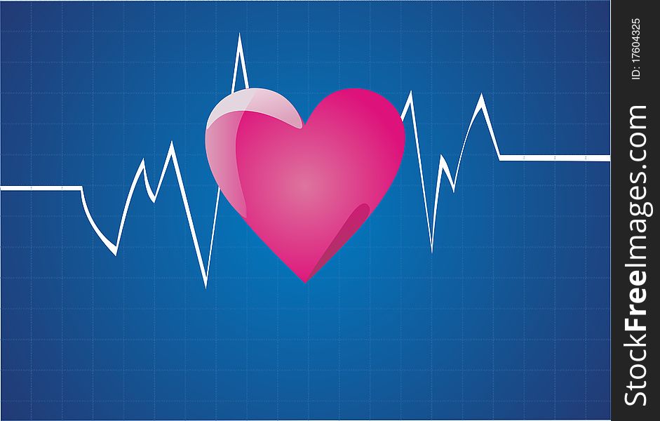 Illustration depicting a graph from a heart beat and a heart. Illustration depicting a graph from a heart beat and a heart.