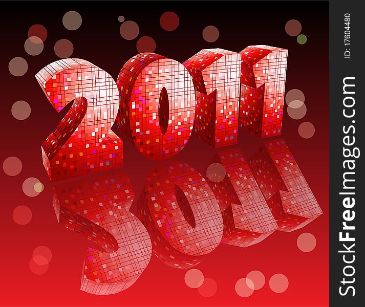 Disco style numbers on a black- red background with reflection. Disco style numbers on a black- red background with reflection.