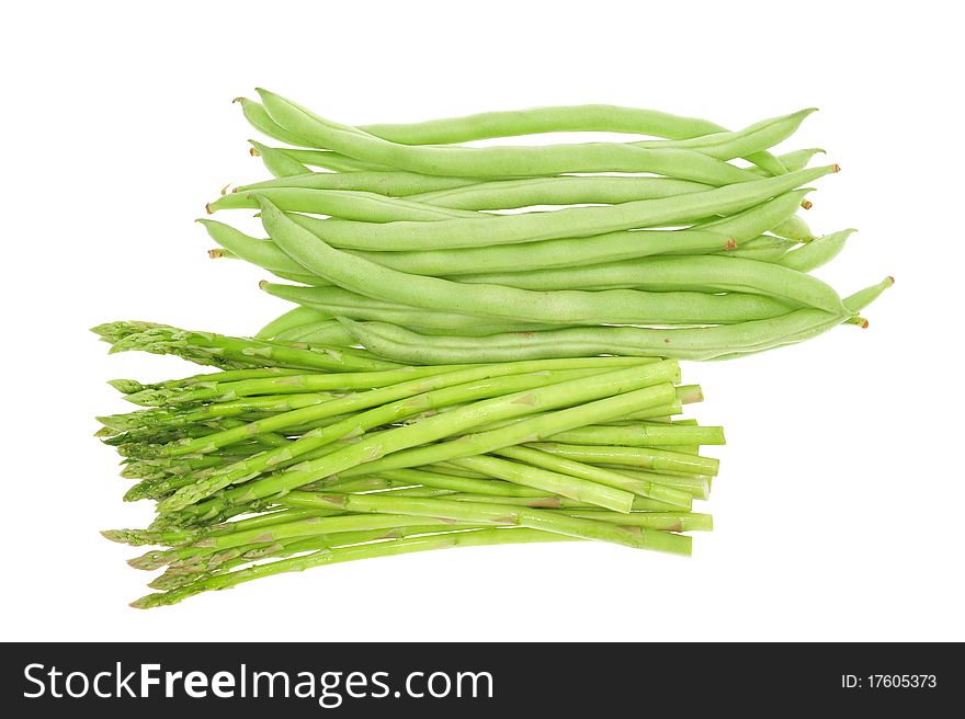 Asparagus And French Beans, Vegetable On White Background