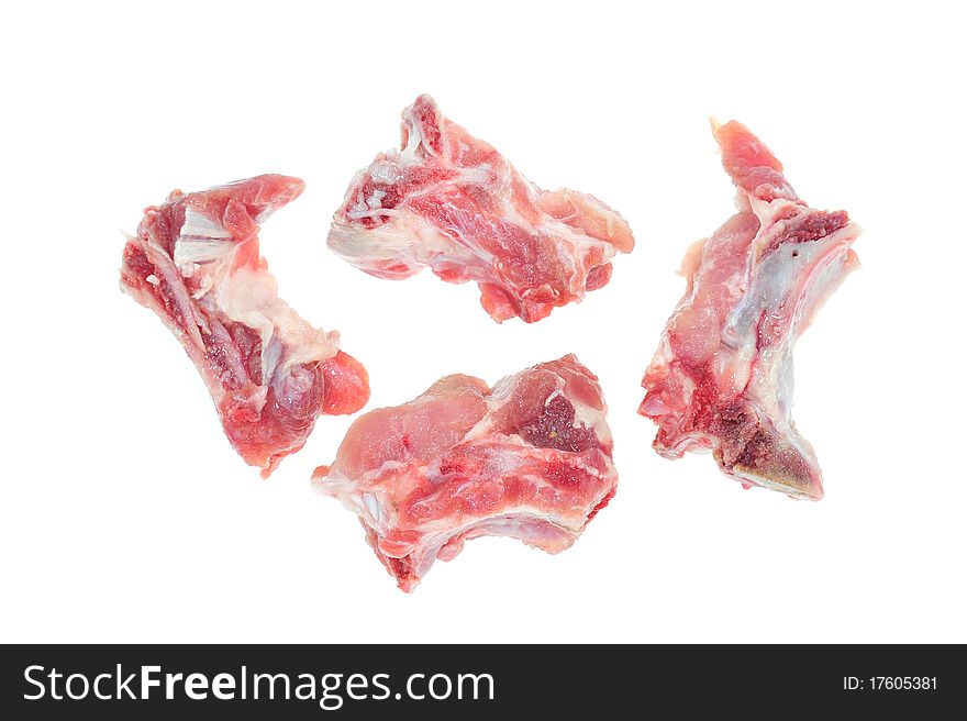 Raw Pork Ribs On A White Background