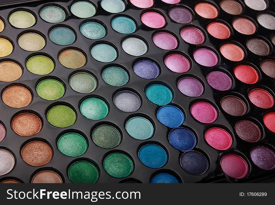 A complete set of colors of shadows for the eyes. A complete set of colors of shadows for the eyes