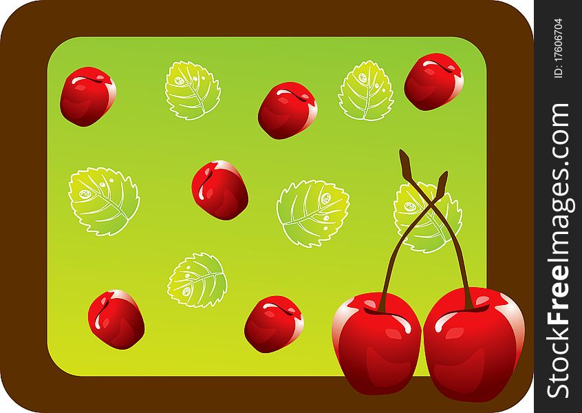 Abstract Fruit Illustration Cherry Red