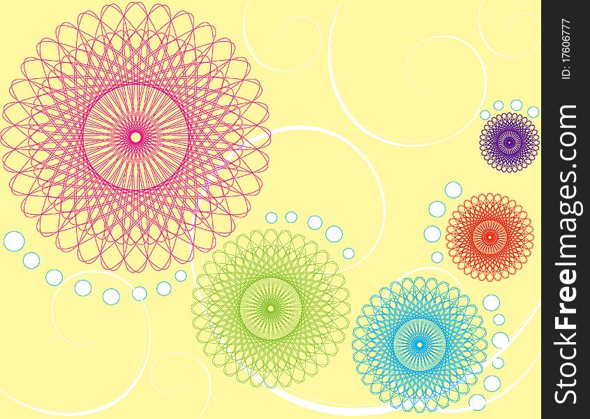 Abstract color illustration pink blue green yellow red