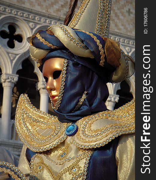 Gold woman at carnevale in venice