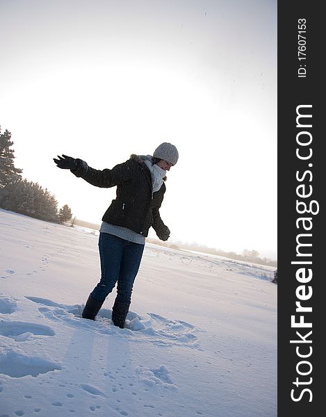 An image of girl enjoying winter walk