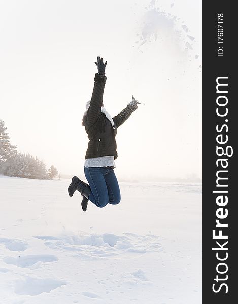 Girl Enjoying Winter Walk