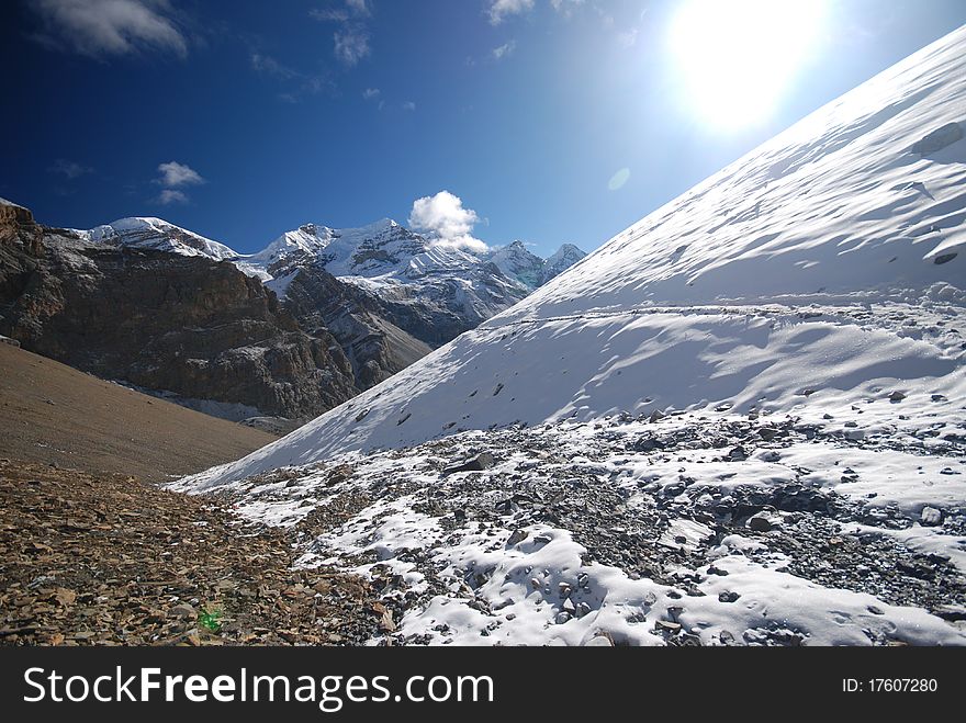 Snow on the mountains of Nepal