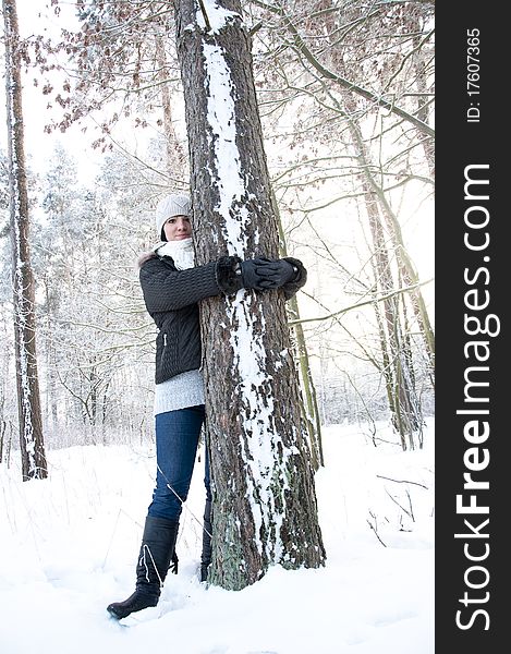 Girl Enjoying Winter Walk