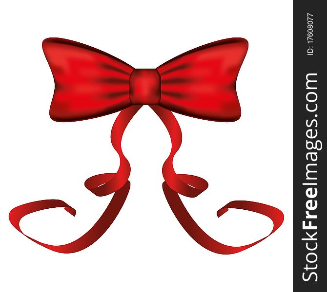 Big red bow isolated object