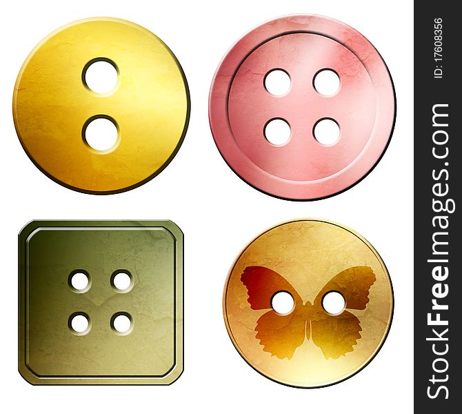 Four buttons isolated on white, raster artwork