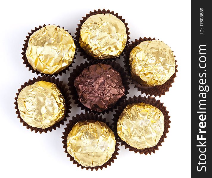 Chocolate dessert isolated on white