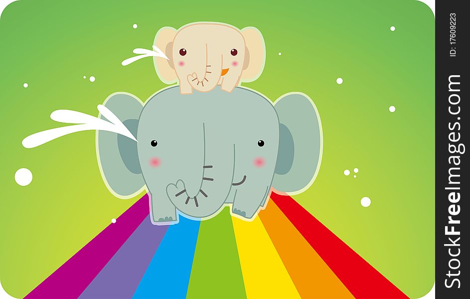 Illustration of Elephant on the rainbow