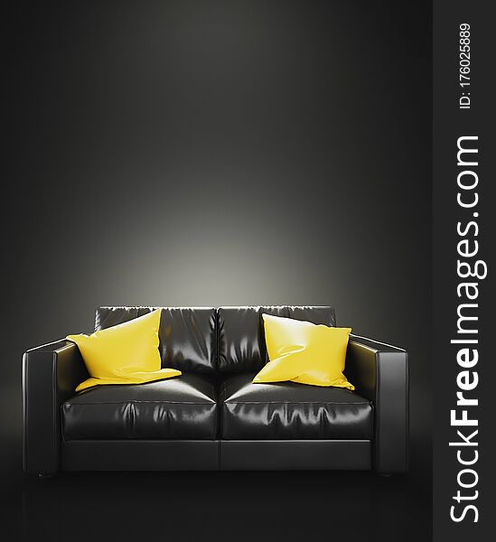 Modern Sofa. Luxury Modern Living Room, 3d Rendering Illustration