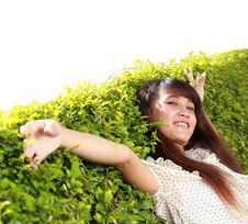 Girl Lying Down Of Grass Stock Images