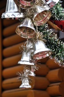 Christmas Decoration On Wooden House Royalty Free Stock Images Christmas Decoration On Wooden House Royalty Free Stock Images