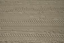 Footprints And Tyre Tracks In Sand Stock Images Footprints And Tyre Tracks In Sand Stock Images