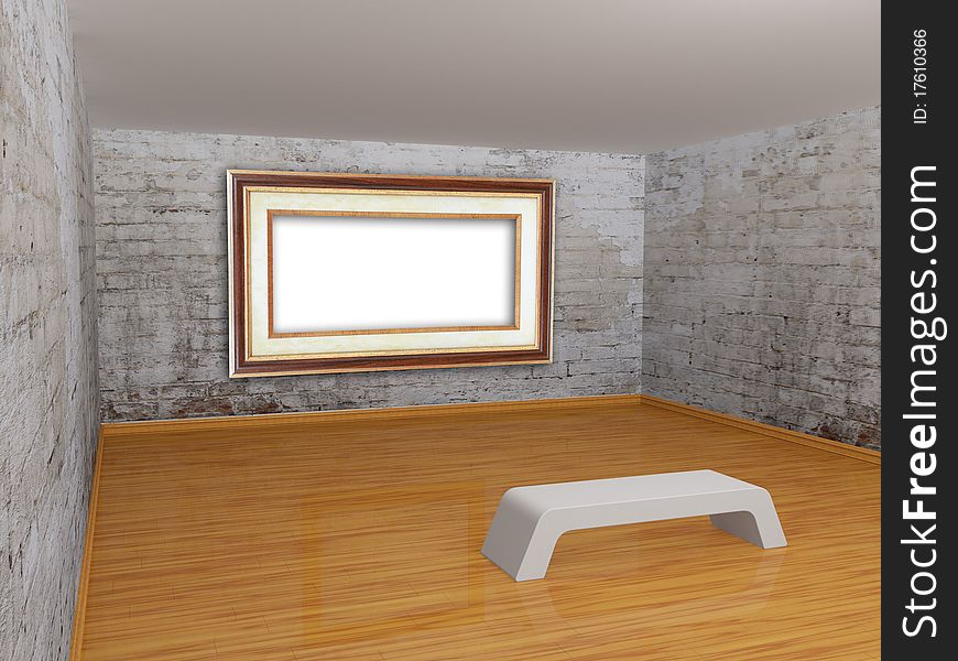 Empty gallery with picture frame