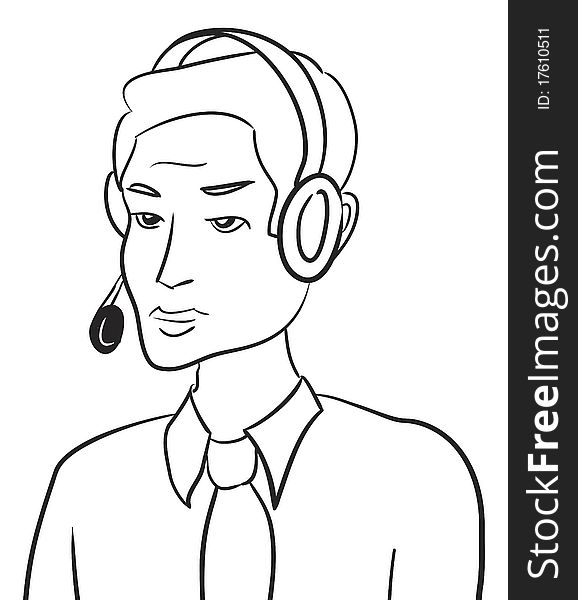 Customer support man talking with headset