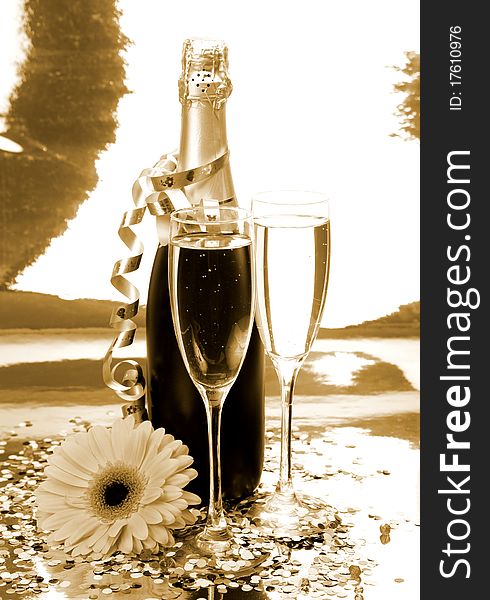 Champagne And Flower