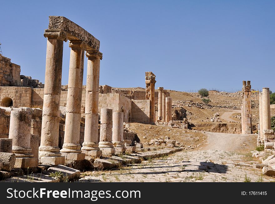 Jerash ruins, roman ruins in Jordan