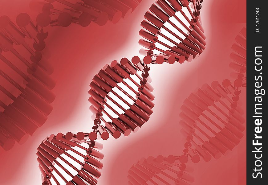 Digital illustration of dna structure in 3d on COLOR background